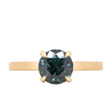 1.72ct Color-Shifting Songean Sapphire Flat Band 4 Prong Solitaire in 18k Yellow Gold