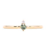 Dainty Micro Stacker - Green Sapphire & Diamond Stacking Ring in 14k Yellow Gold