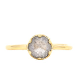 1.07ct Rosecut Salt & Pepper Diamond 6-Prong Low Profile Ring With Plain Rounded Band in 18K Yellow Gold