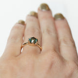 2.0ct Round Australian Parti Green Sapphire Six Prong Low Profile Evergreen Ring in 14K Yellow Gold