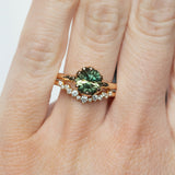 2.0ct Round Australian Parti Green Sapphire Six Prong Low Profile Evergreen Ring in 14K Yellow Gold
