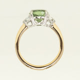 2.26ct Montana Sapphire and Trapezoid White Sapphire Low Profile Three Stone Ring in 14k Yellow Gold profile