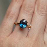 2.67ct Blue Madagascar Sapphire Lotus Six Prong Solitaire in 18k Yellow Gold