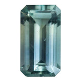 2.87ct Emerald Cut Parti Sapphire Three Stone Ring with Baguette Diamonds in Two Tone Gold