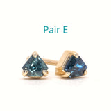 Shield Sapphire Stud Earrings in 14k Yellow Gold