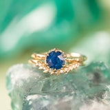 1.31ct Round Sapphire Scallop Cup Solitaire in 14k Yellow Gold