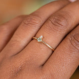 Dainty Micro Stacker - Green Sapphire & Diamond Stacking Ring in 14k Yellow Gold