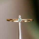Dainty Micro Stacker - Green Sapphire & Diamond Stacking Ring in 14k Yellow Gold