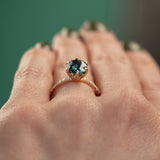 2.03ct Oval Parti Sapphire and Diamond Studded Lotus Six Prong Solitaire in 14k Rose Gold