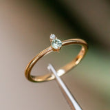 Dainty Micro Stacker - Green Sapphire & Diamond Stacking Ring in 14k Yellow Gold