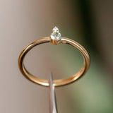 Dainty Micro Stacker - Green Sapphire & Diamond Stacking Ring in 14k Yellow Gold