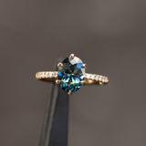 2.03ct Oval Parti Sapphire and Diamond Studded Lotus Six Prong Solitaire in 14k Rose Gold