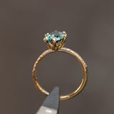 2.03ct Oval Parti Sapphire and Diamond Studded Lotus Six Prong Solitaire in 14k Rose Gold