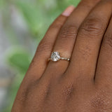 1.02ct Salt and Pepper Diamond Evergreen Solitaire in 14k Yellow Gold, 6.35mm on the hand