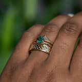 1.55ct Round Deep Teal Madagascar Evergreen Solitaire in 14k Yellow Gold