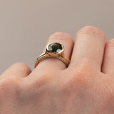 2.10ct Deep Teal Sapphire Contemporary Bezel Set Ring in 14k Yellow Gold