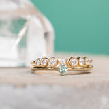 Dainty Micro Stacker - Green Sapphire & Diamond Stacking Ring in 14k Yellow Gold