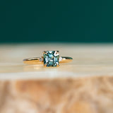 1.60ct Asscher Step Cut Sapphire and Diamond Low Profile Ring in 14k Yellow Gold