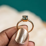 1.60ct Asscher Step Cut Sapphire and Diamond Low Profile Ring in 14k Yellow Gold