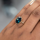 5.18ct Oval Madagascar Scallop Cup Sapphire Solitaire in 18K Yellow Gold