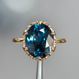 5.18ct Oval Madagascar Scallop Cup Sapphire Solitaire in 18K Yellow Gold