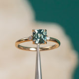 1.60ct Asscher Step Cut Sapphire and Diamond Low Profile Ring in 14k Yellow Gold