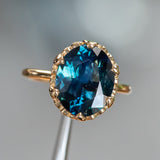 5.18ct Oval Madagascar Scallop Cup Sapphire Solitaire in 18K Yellow Gold