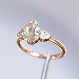 2.02ct Oval Champagne Diamond Three Stone Antique Low Profile Ring in 18k Rose Gold