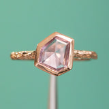 1.05ct Geo Slice Purple-Pink Sapphire Evergreen Low Profile Bezel Solitaire Ring in 14k Rose Gold