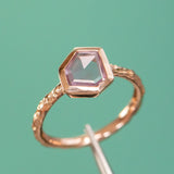 1.05ct Geo Slice Purple-Pink Sapphire Evergreen Low Profile Bezel Solitaire Ring in 14k Rose Gold