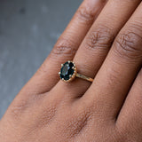 3.07ct Oval Madagascar Scallop Cup Sapphire Solitaire in 14K Yellow Gold