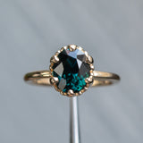 3.07ct Oval Madagascar Scallop Cup Sapphire Solitaire in 14K Yellow Gold