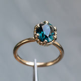 3.07ct Oval Madagascar Scallop Cup Sapphire Solitaire in 14K Yellow Gold