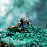 3.07ct Oval Madagascar Scallop Cup Sapphire Solitaire in 14K Yellow Gold