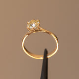 1.02ct Light Champagne Old European Cut Diamond Six Prong Split Shank Ring in 14k Yellow Gold