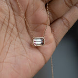 Bi-Color Watermelon Tourmaline Bezel Set Necklace In 14k Yellow Gold