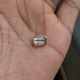 Bi-Color Watermelon Tourmaline Bezel Set Necklace In 14k Yellow Gold