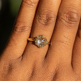 2.02ct Rosecut Champagne Diamond 6-Prong Low Profile Ring with Evergreen Carved Band in 18K Yellow Gold