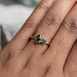 0.72ct Oval Parti Nigerian Sapphire and 0.30ct Round Montana Sapphire in 14k Yellow Gold