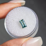 0.95CT Baguette Tanzania Sapphire, Minty Green Soft Teal, 7.44x4.26x2.71MM, UNHEATED