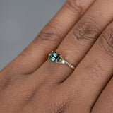 Low Profile 1.00ct Radiant Cut Parti Sapphire East-West Ring with Asymmetrical Diamonds in 14k yellow gold with