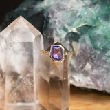 1.14ct Geo Slice Purple Sapphire Evergreen Low Profile Bezel Solitaire Ring in 14k Yellow Gold