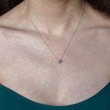 1.15ct Blue Montana Sapphire Six Prong Necklace in 14k Yellow Gold