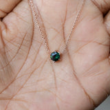 5.36mm Green Hexagon Sapphire Dainty Prong Set Necklace in 14k Rose Gold