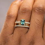 1.25ct Emerald Cut Parti Sapphire Solitaire and Wedding Band Set in 14k Yellow Gold