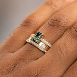 1.25ct Emerald Cut Parti Sapphire Solitaire and Wedding Band Set in 14k Yellow Gold