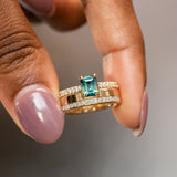 1.25ct Emerald Cut Parti Sapphire Solitaire and Wedding Band Set in 14k Yellow Gold