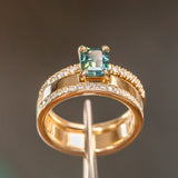 1.25ct Emerald Cut Parti Sapphire Solitaire and Wedding Band Set in 14k Yellow Gold