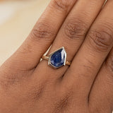 1.98ct Indigo Blue Geo Slice Sapphire Evergreen Low Profile Bezel Solitaire Ring in 14k Yellow Gold