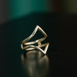 Hills and Valleys- Pointed Ring Jacket in Solid Recycled 14k Gold